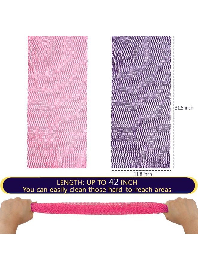 KingMas African Net Sponge, 2 Pieces Exfoliating Body Scrubber Bath Sponge, Back Scrubber Washcloth for Shower, African Scrub Exfoliator Body Care Bathing (Purple & Pink) - Image 4