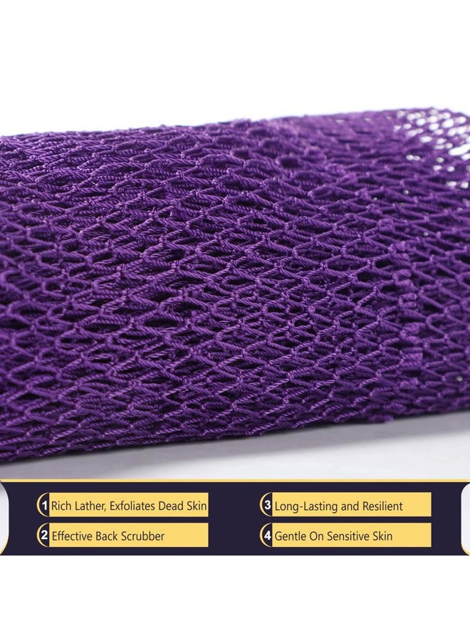 KingMas African Net Sponge, 2 Pieces Exfoliating Body Scrubber Bath Sponge, Back Scrubber Washcloth for Shower, African Scrub Exfoliator Body Care Bathing (Purple & Pink) - Image 2