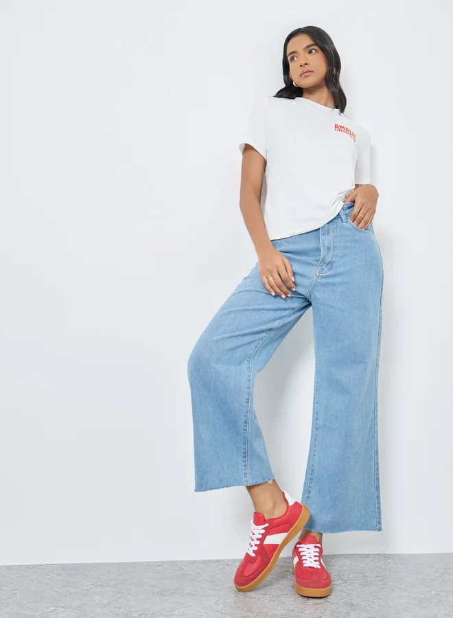 تايك تو Take Two Frayed Hem Relaxed Fit Jeans