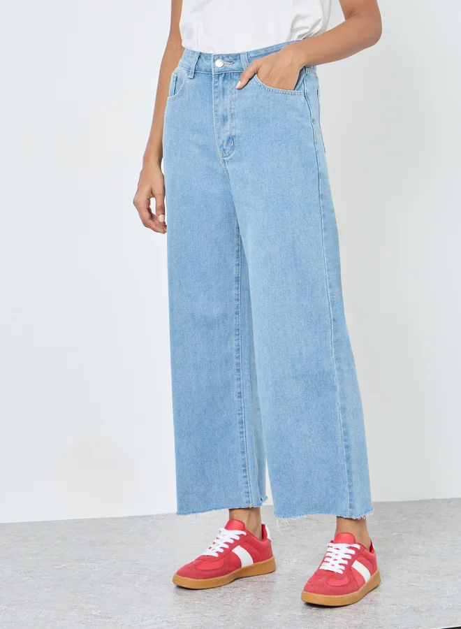 تايك تو Take Two Frayed Hem Relaxed Fit Jeans