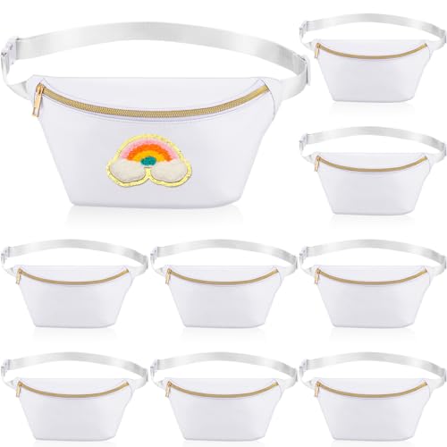 Amylove 9 Pieces Fanny Packs Nylon Waist Bag Zipper Travel Running Bag with Adjustable Strap for Women MenNylonWhite - Image 1