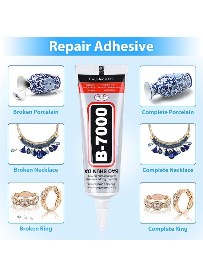 غراء متعدد الوظائف مناسب للصق المجوهرات ودبابيس الشعر والجلد والأكريليك وحافظات الهواتف المحمولة وأظافر المكياج والمجوهرات الماسية وما إلى ذلك. طراز B-7000 بسعة 110 مل + 50 مل - Image 3