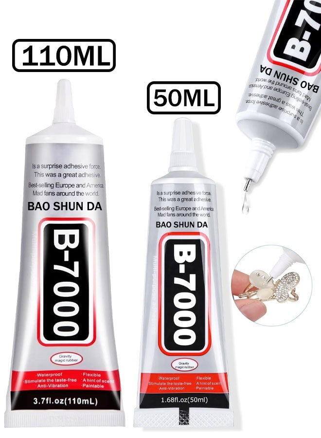 غراء متعدد الوظائف مناسب للصق المجوهرات ودبابيس الشعر والجلد والأكريليك وحافظات الهواتف المحمولة وأظافر المكياج والمجوهرات الماسية وما إلى ذلك. طراز B-7000 بسعة 110 مل + 50 مل - Image 1