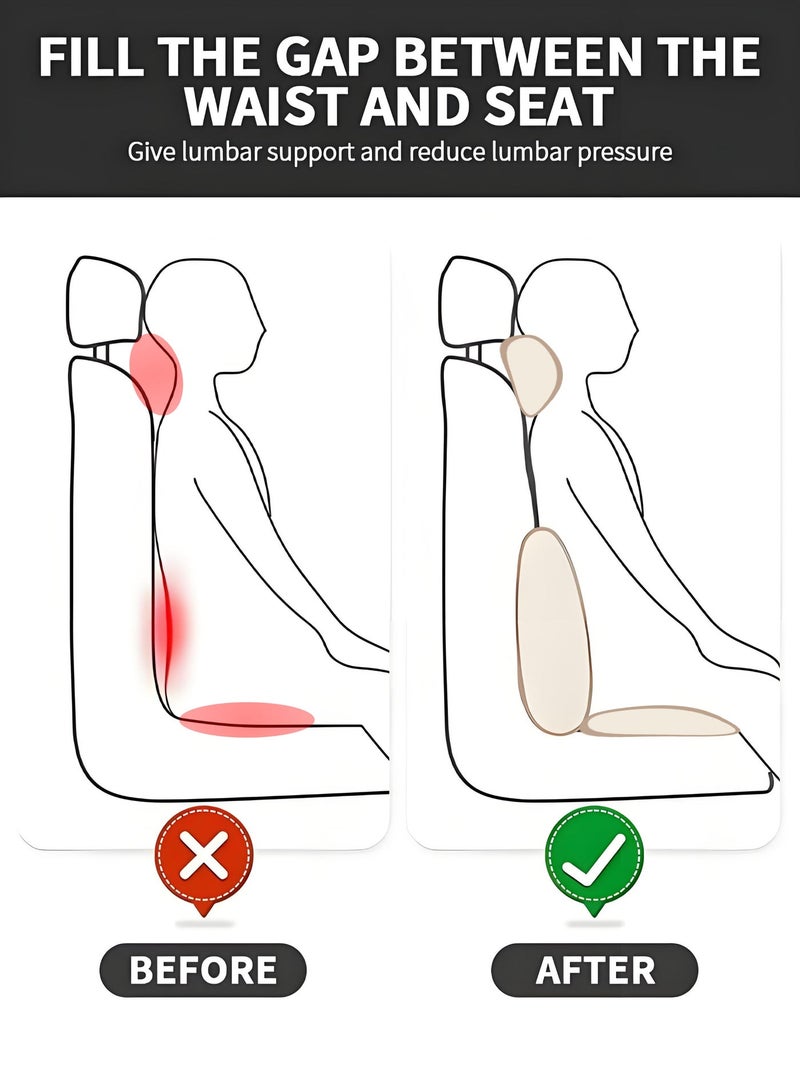 Lumbar Support Pillow and Car Headrest Neck Pillow Seat Cushion Set, Car Neck Pillow Kit, Lumbar Support Pillow for Car, Car Back Support, Memory Foam Low Back Cushion for Back Pain Relief, Automotive Interior - Image 5
