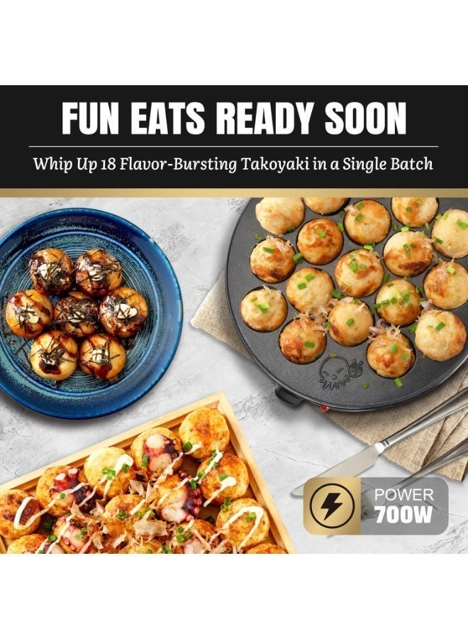 SMARTER Takoyaki Maker Pan with Temperature Control, Make 18 Japanese Octopus Balls at once, Easy to Use and Store - Image 4