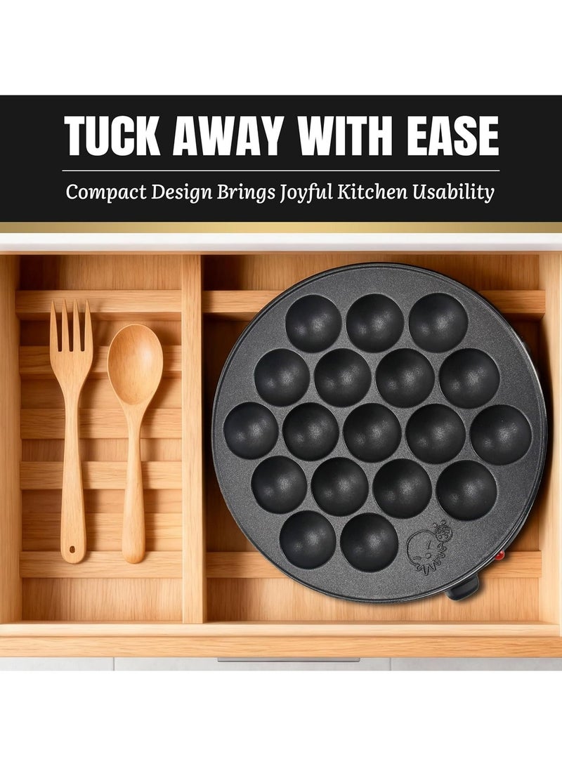 SMARTER Takoyaki Maker Pan with Temperature Control, Make 18 Japanese Octopus Balls at once, Easy to Use and Store - Image 2