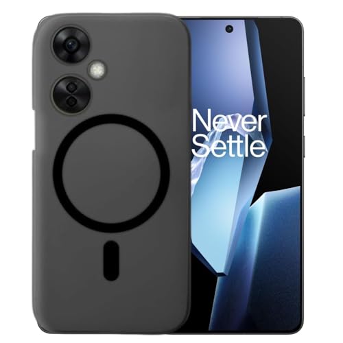 MAGICHUB Luxury Paper Thin Case Cover for OnePlus Nord CE 3 Lite 5G | Matte Finish | Only Compatible with Wireless Magnetic Accessories | Compatible with magsafe | (Black) - Image 1