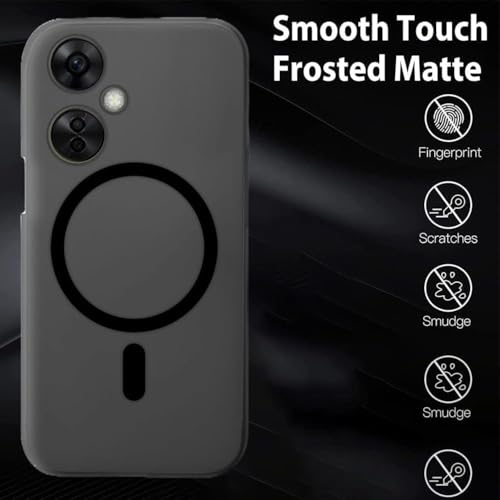 MAGICHUB Luxury Paper Thin Case Cover for OnePlus Nord CE 3 Lite 5G | Matte Finish | Only Compatible with Wireless Magnetic Accessories | Compatible with magsafe | (Black) - Image 2