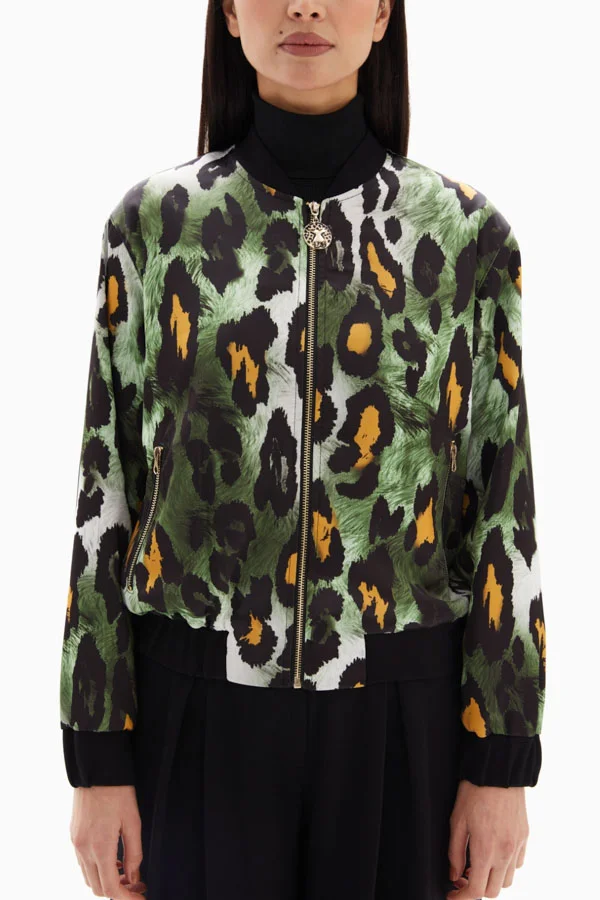 Wecre8 Green/Black Leopard Set of Jacket and Trousers By WECRE8
