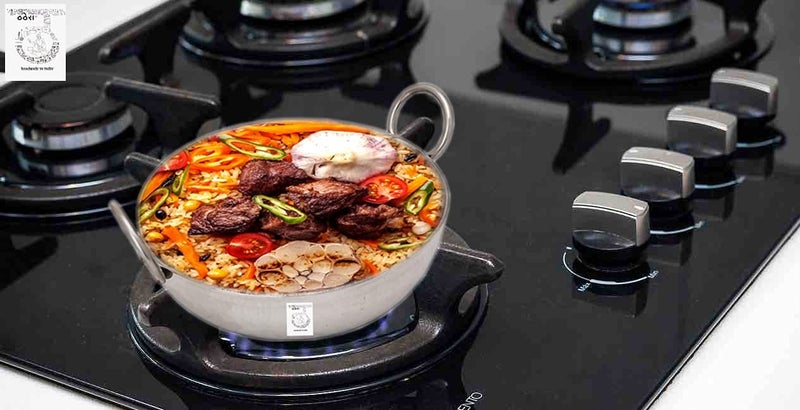 THATHERA THATHERA Kadai for Cooking Steel KadaiKadhai Premium Stainless Steel Versatile Indian Wok with Handle Glossy Hammered Finish Durable and LongLasting Dishwasher Safe 1 LTR with Handle - Image 5