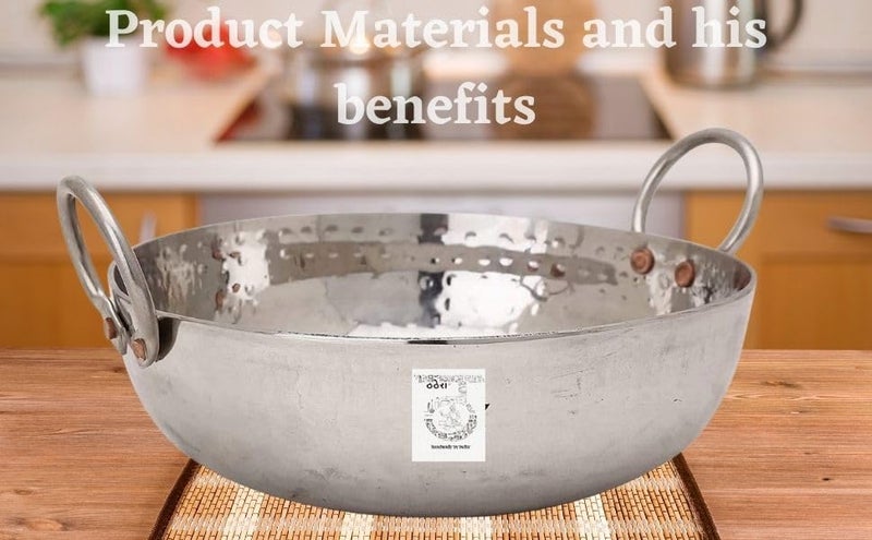THATHERA THATHERA Kadai for Cooking Steel KadaiKadhai Premium Stainless Steel Versatile Indian Wok with Handle Glossy Hammered Finish Durable and LongLasting Dishwasher Safe 1 LTR with Handle - Image 3