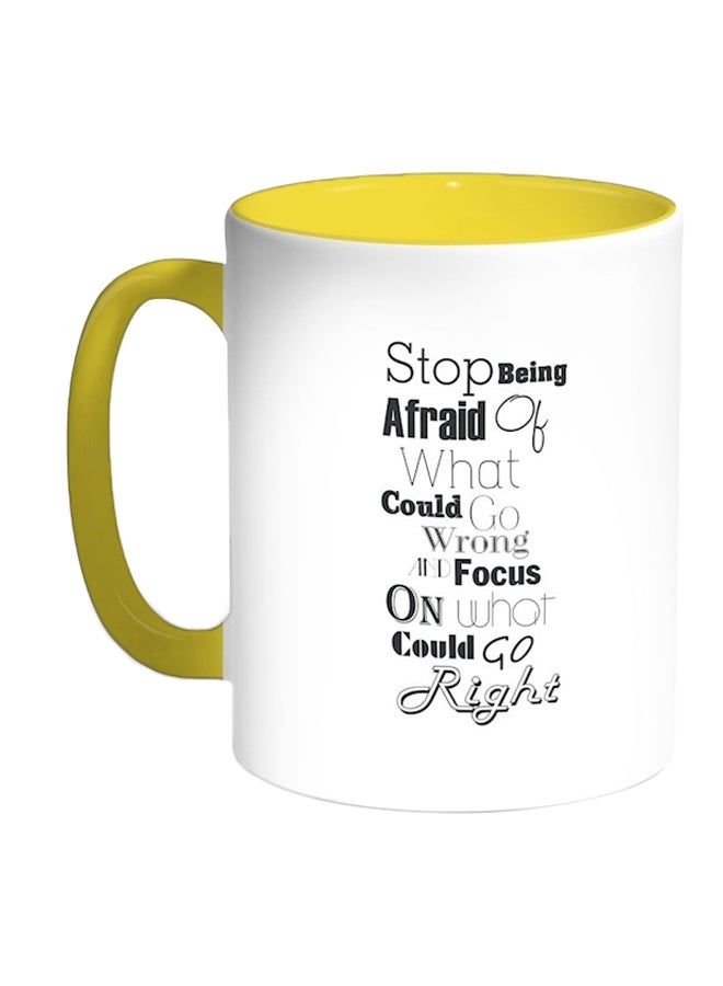 RKN Quote Printed Coffee Mug Yellow White 100 ml - Image 2