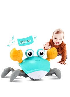 BAYBEE Electric Runaway Crab Toys For Kids Baby Toys Interactive Escaping Toys With Music Led Light Best Gift Fun Toys Electronic Musical Toys Crawling Toys For Baby Toddlers 1 2 3 Years Boys Girls Blue  - Image 1