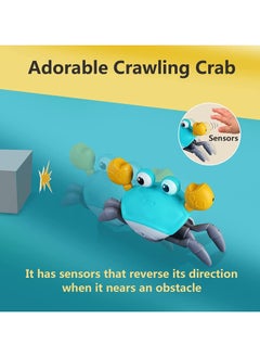 BAYBEE Electric Runaway Crab Toys For Kids Baby Toys Interactive Escaping Toys With Music Led Light Best Gift Fun Toys Electronic Musical Toys Crawling Toys For Baby Toddlers 1 2 3 Years Boys Girls Blue  - Image 2
