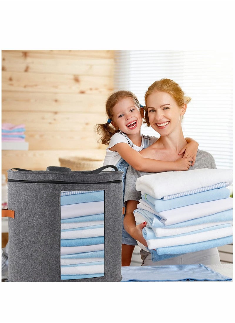 ماركة غير محددة Storage Box Hat Box Organizer with 1 Wood Hook Foldable Round Travel Boxes Dustproof Lid Stuffed Animal Toy Bin Bag  For Women u0026 Men 19 D x 17 H  - Image 4
