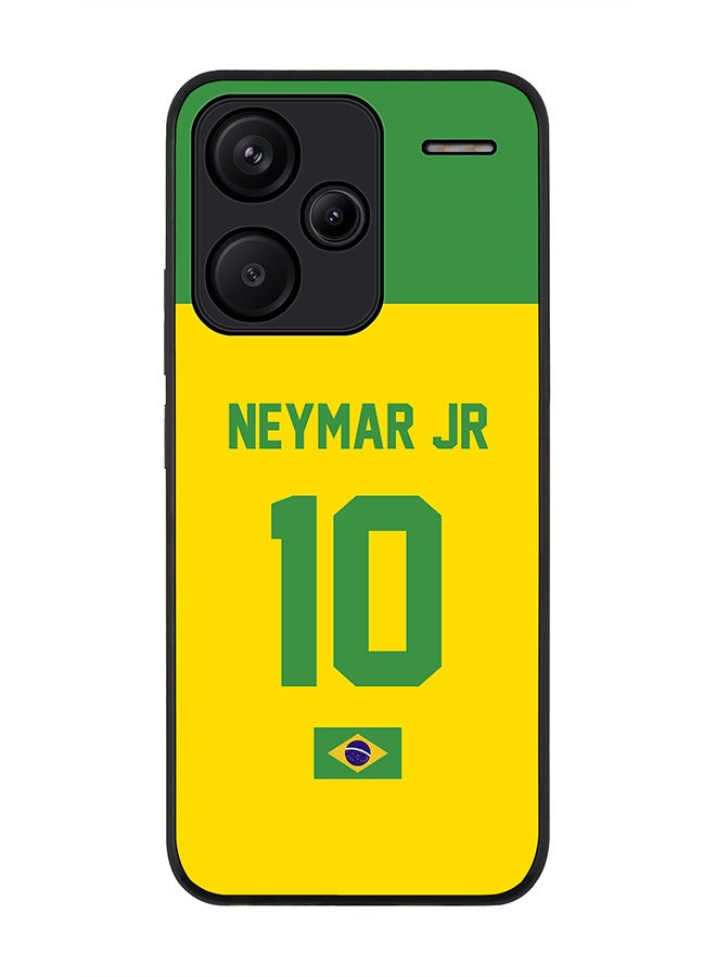 Stylizedd Rugged Black Edge Case for Xiaomi Redmi Note 13 Pro Plus, Slim fit Case Thin Cover -  Football Team - Brazil, Player Name - Neymar Jr - Image 1