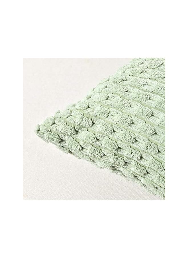 The Bros 2 Packs Sage Green Decorative Throw Pillow Covers 18x18 Inch for Couch Bed Sofa, Modern Farmhouse Boho Home Decor, Soft Cute Plush Corduroy Cushion Case 45x45 CM  - Image 4