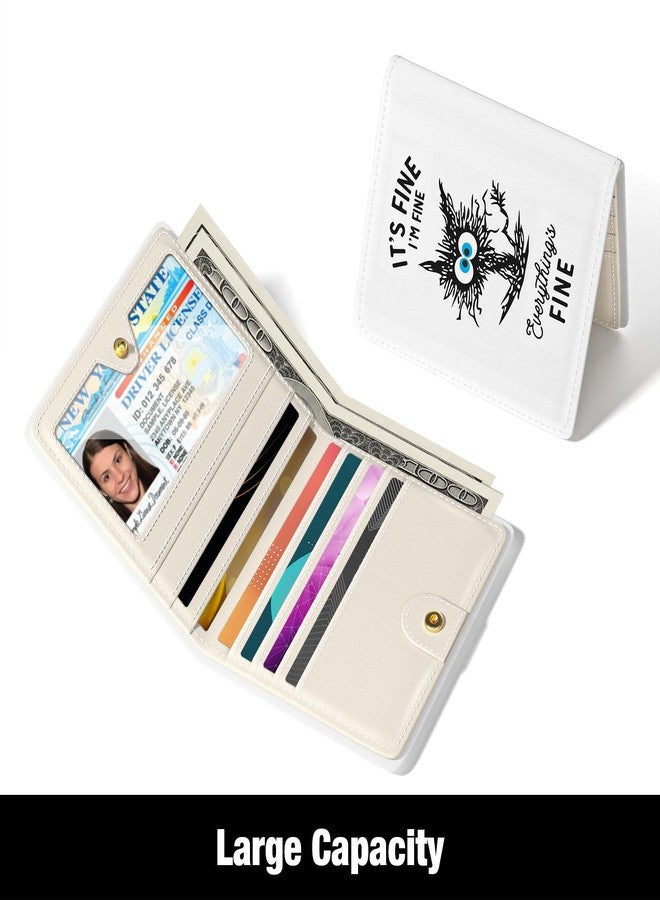 Rouidr Womens Wallet, RFID Small Wallet for Women, Cute Slim Bifold Leather Pocket Credit Card Wallet Ladies Mini Purse with Zipper Coin Pocket & ID Window, White Cat, 4.29 x 3.58 x 0.59 inches - Image 3