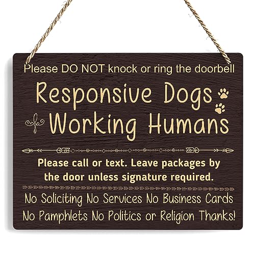 Ycyfckdr No Soliciting Sign For House Do Not Knock Or Ring Doorbell Wooden Sign for Front Door Farmhouse Baby Room Nursery Home Bedroom Rustic Hanging Sign Set of 1 Wooden Sign With Rope f07 - Image 1
