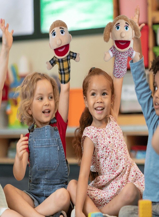 JUSTQUNSEEN 4 pcs Family Hand Puppets dad&mom, Boys&Girls Role-Playing Puppet, Soft Stuffed Movable Mouth Puppets, Storytelling Puppet for Kids,Gift for Girls and Boys Age 4-8 to Role Play (01-Half) - Image 4