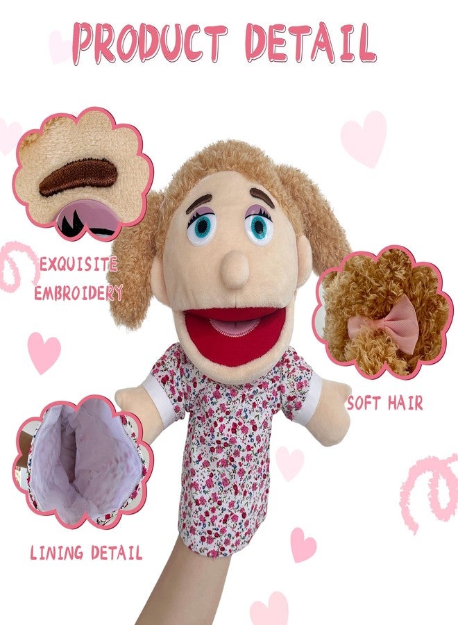 JUSTQUNSEEN 4 pcs Family Hand Puppets dad&mom, Boys&Girls Role-Playing Puppet, Soft Stuffed Movable Mouth Puppets, Storytelling Puppet for Kids,Gift for Girls and Boys Age 4-8 to Role Play (01-Half) - Image 2