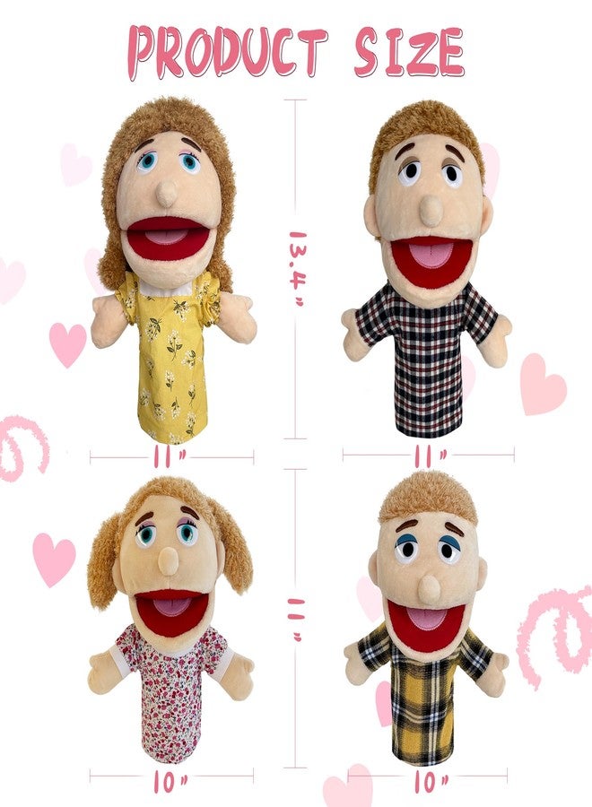 JUSTQUNSEEN 4 pcs Family Hand Puppets dad&mom, Boys&Girls Role-Playing Puppet, Soft Stuffed Movable Mouth Puppets, Storytelling Puppet for Kids,Gift for Girls and Boys Age 4-8 to Role Play (01-Half) - Image 3