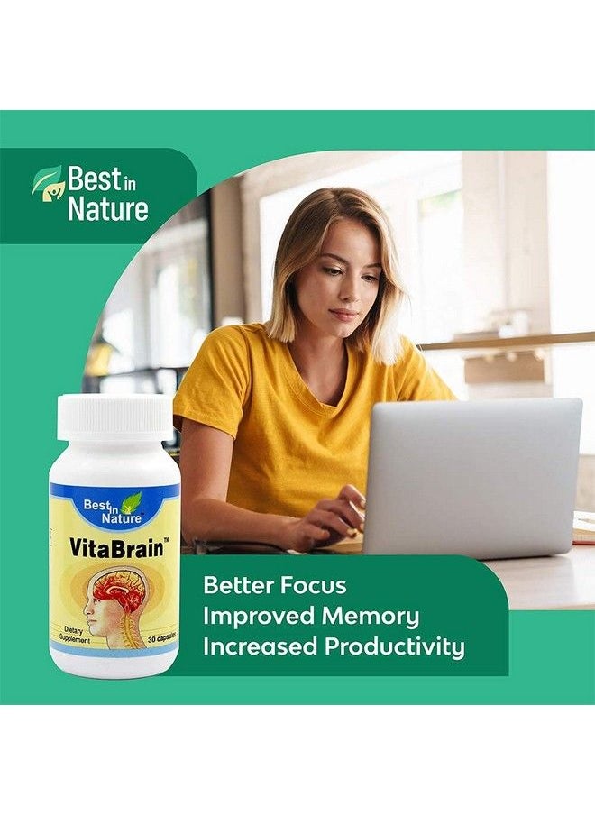 Best in Nature - Vitabrain Natural Brain Health Formula (Us Patent). Brain Vitamins For Focus Memory Mental Performance. Created By Best In Nature. … (30 Capsules) - Image 1