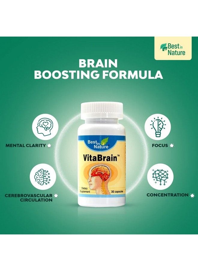 Best in Nature - Vitabrain Natural Brain Health Formula (Us Patent). Brain Vitamins For Focus Memory Mental Performance. Created By Best In Nature. … (30 Capsules) - Image 1