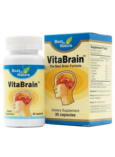 Vitabrain Natural Brain Health Formula (Us Patent). Brain Vitamins For Focus Memory Mental Performance. Created By Best In Nature. … (30 Capsules)