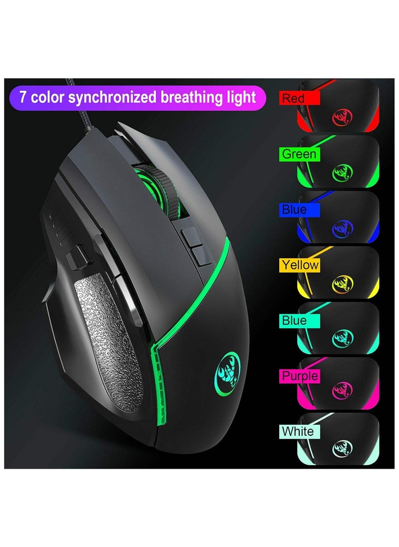 Mechanical Gaming Keyboard, Keyboard and Mouse Combo, Hot Swappable V100 Keyboard, H300 Mechanical Gaming Mouse Set, with 35 Mechanical Keys, USB Receiver Connection