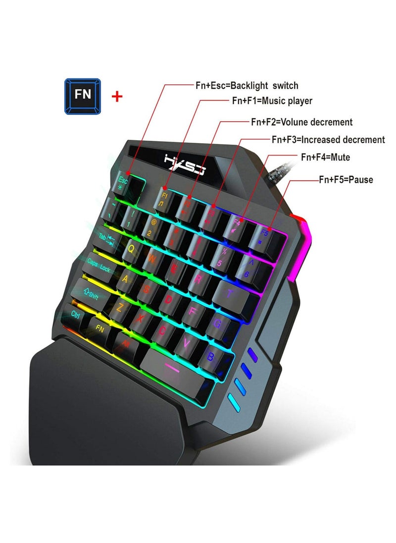 Mechanical Gaming Keyboard, Keyboard and Mouse Combo, Hot Swappable V100 Keyboard, H300 Mechanical Gaming Mouse Set, with 35 Mechanical Keys, USB Receiver Connection