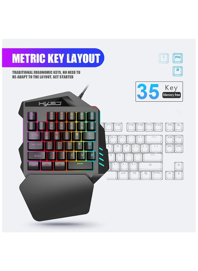 Mechanical Gaming Keyboard, Keyboard and Mouse Combo, Hot Swappable V100 Keyboard, H300 Mechanical Gaming Mouse Set, with 35 Mechanical Keys, USB Receiver Connection