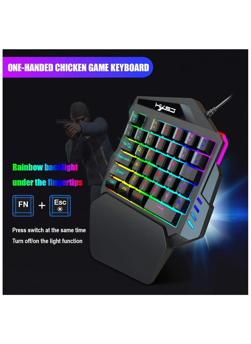 Mechanical Gaming Keyboard, Keyboard and Mouse Combo, Hot Swappable V100 Keyboard, H300 Mechanical Gaming Mouse Set, with 35 Mechanical Keys, USB Receiver Connection