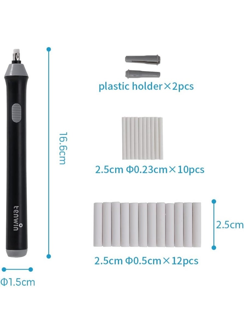 tenwin Electric Eraser Kit Automatic Pencil Eraser Battery Operated with 20 Eraser Refills Detailer Tool for Artists Sketching Pencils/Drafting Pencil/Graphite(Assorted colors) - Image 2