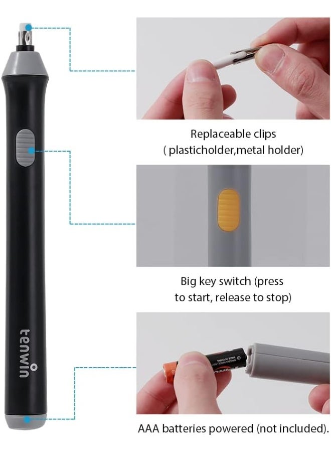 tenwin Electric Eraser Kit Automatic Pencil Eraser Battery Operated with 20 Eraser Refills Detailer Tool for Artists Sketching Pencils/Drafting Pencil/Graphite(Assorted colors) - Image 3