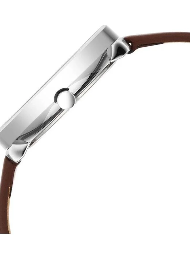 تيتان ساعة نسائية بعقارب وسوار جلد بني