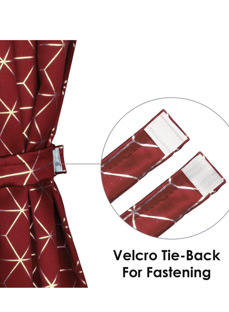 Story@Home Blackout Window Curtains 5 Feet Long Set of 2 Room Darkening Curtain Hexagon Print Opaque Room Darkening Curtain for Living Rooms, Bedrooms, Halls, 116 x 152 cm, Maroon, 100% Opacity - Image 4