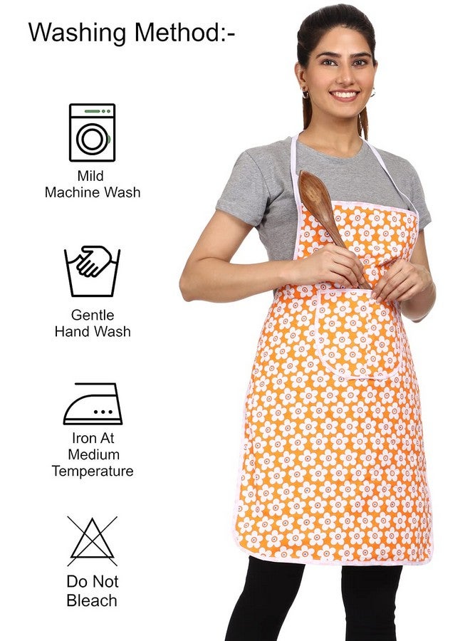 JMi Cotton Floral Print Aprons For Women kitchen Waterproof | Kitchen apron | Apron With Pocket | Multi colour | for Home, Kitchen, Restaurant Free Size (Pack of 3) - Image 2