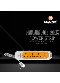 Gear Up GEARUP Pebble Pro Max with 2 USB Ports 3 Socket Extension Boards Orange White 15 M Cord  - Image 5