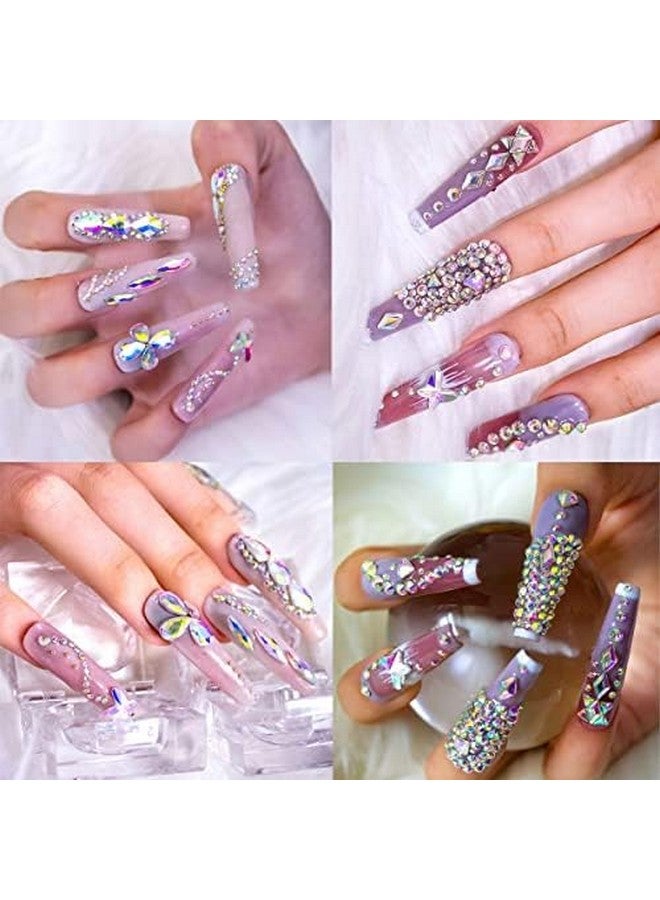 KIRA Nail Art Crystal Rhinestones For Nail,Round &Multi-Shape Flatback Glass Rhinestones Gems Stones For Nail Decoration Diy Jewel Charms Accessories Supplies,With Tweezers - Image 3