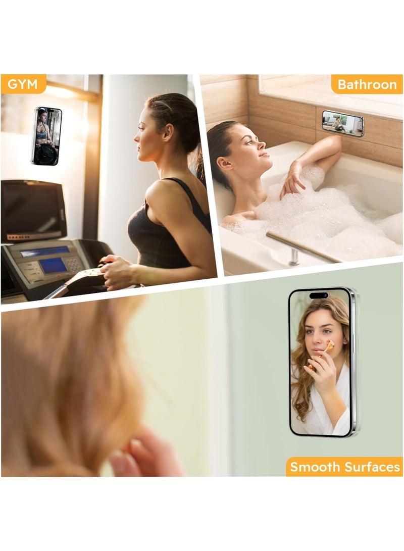 KASTWAVE Hands-Free Silicone Suction Phone Mount, Magnetic Suction Phone Case Stand, Mirror Shower Phone Holder, for iPhone & Other MagSafe Compatible Devices (Black) - Image 2