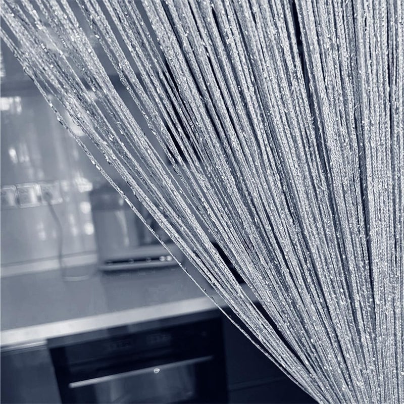 ave split Decorative Door String Curtain Wall Panel Fringe Window Room Divider Blind Divider Tassel Screen Home 100cm*200cm (Silver18) - Image 3