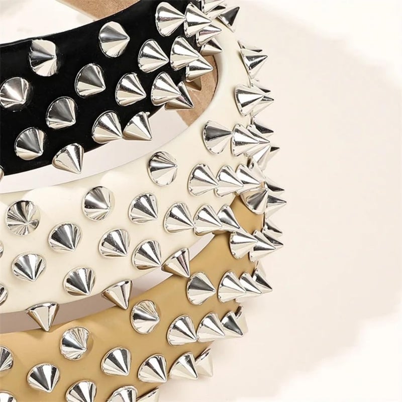 BaBakiak Punk Studded Headband, Rock Roll Hair Band, Spike Hair Clips for Halloween Cosplay Party (Black) - Image 3