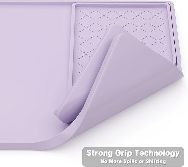 Rnivvi حصيرة قهوة من السيليكون من ، مقاس 16" x 24"، مقاومة للماء وذات حافة مرتفعة، مناسبة لملحقات محطة آلة الإسبريسو، وسادة لتجفيف الأطباق قابلة للفك ومقاومة للحرارة للعمل على طاولة المطبخ، لون بنفسجي - Image 5