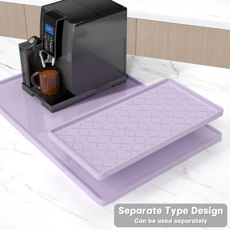 Rnivvi حصيرة قهوة من السيليكون من ، مقاس 16" x 24"، مقاومة للماء وذات حافة مرتفعة، مناسبة لملحقات محطة آلة الإسبريسو، وسادة لتجفيف الأطباق قابلة للفك ومقاومة للحرارة للعمل على طاولة المطبخ، لون بنفسجي - Image 3