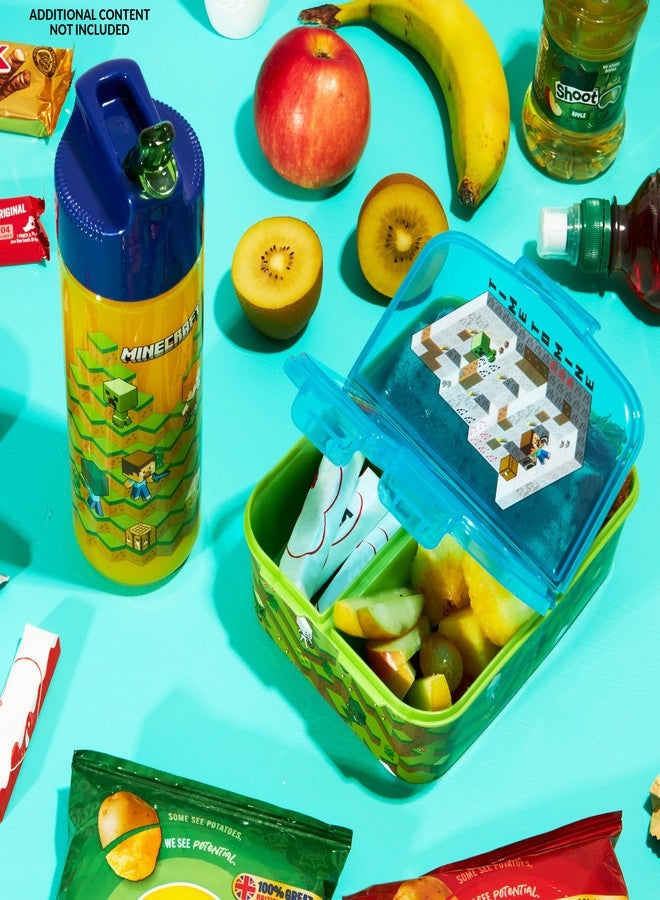 MINECRAFT صندوق غداء ماينكرافت مع أقسام وزجاجة ماء للأطفال، مجموعة مكونة من 2 قطعة للمدرسة أو السفر، هدايا للاعبين - Image 2
