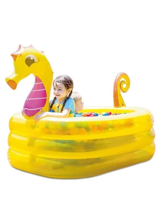Seahorse Design Water Pool for Kids Swimming Party Inflatable Bathtub with 3 Rings for Kids 170cm Code 1909  - Image 1