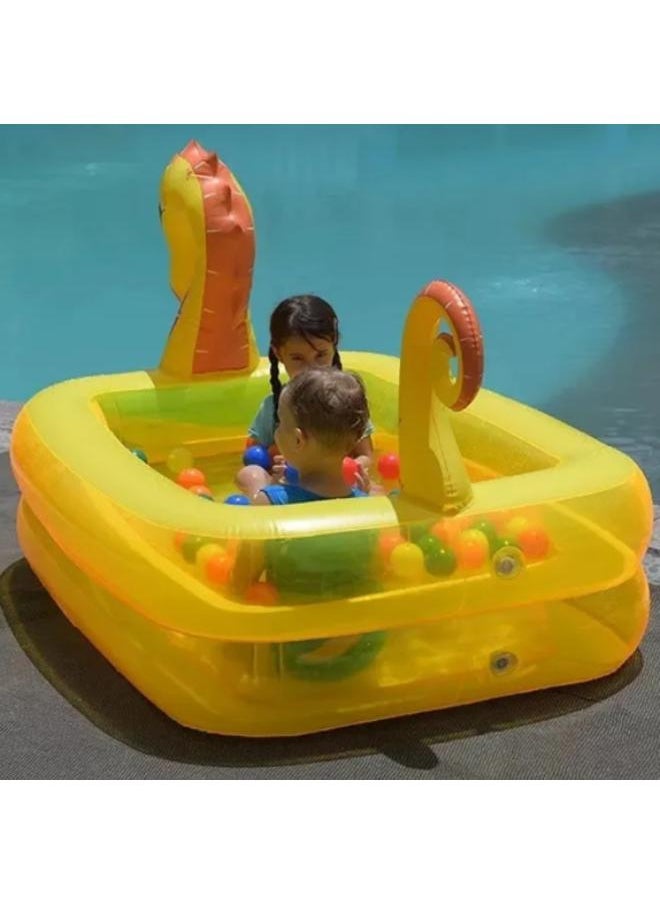 Seahorse Design Water Pool for Kids Swimming Party Inflatable Bathtub with 3 Rings for Kids 170cm Code 1909  - Image 3