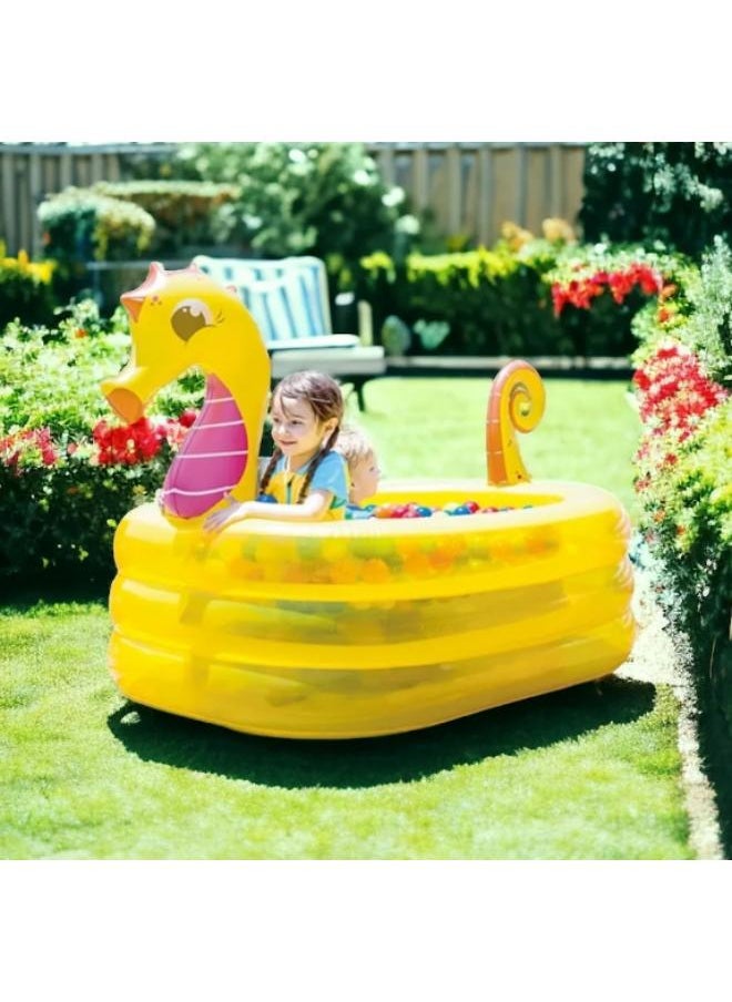 Seahorse Design Water Pool for Kids Swimming Party Inflatable Bathtub with 3 Rings for Kids 170cm Code 1909  - Image 4