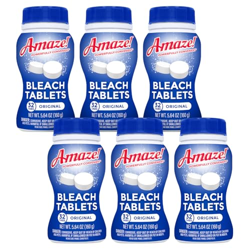 AMAZE Ultra Concentrated Bleach Tablets [6 bottles] - Original Scent - for Laundry, Toilet, and Multipurpose Home Cleaning. No Splash Liquid Bleach Alternative - Image 1